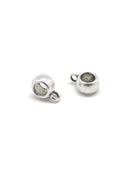15 Perles support breloque, belière en métal argenté lisse pour cordon de 5mm