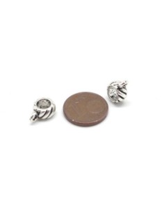 15 Perles support breloque, belière en métal argenté travaillé pour cordon de 5mm 2