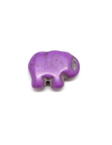 3 perles éléphant en pierre naturelle imitation turquoise "Howlite" violet 16mm x 21mm