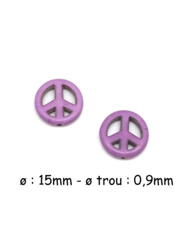 perle imitation howlite peace and love 15mm violet