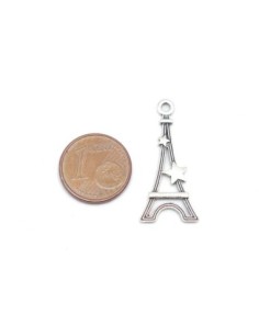 15 Breloques Tour Eiffel en métal argenté avec étoile 29mm x 13mm 2