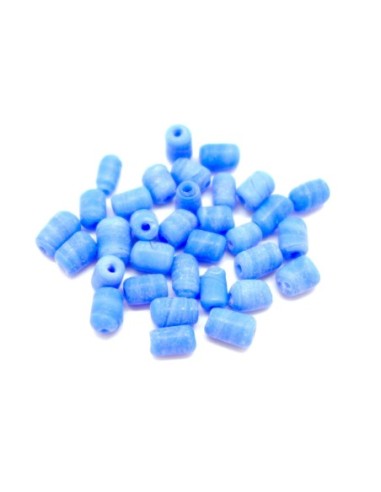 50 perles en verre tube cylindre bleu lavande pastel mat 7,3mm x 5,3mm