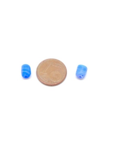 perles en verre tube cylindre bleu lavande pastel mat 7,3mm x 5,3mm