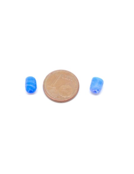 perles en verre tube cylindre bleu lavande pastel mat 7,3mm x 5,3mm