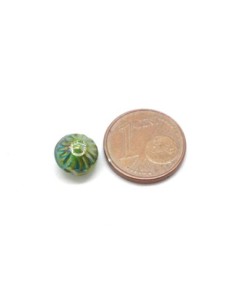 25 perles fleur soleil ronde en verre de couleur vert bouteille irisé rainbow 8,5mm 2