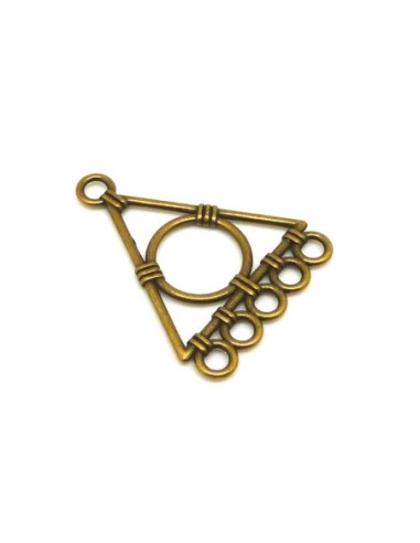 4 Connecteurs support triangle géométrique pour boucle d'oreille couleur bronze 5 trous