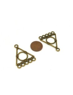 4 Connecteurs support triangle géométrique pour boucle d'oreille couleur bronze 5 trous 2