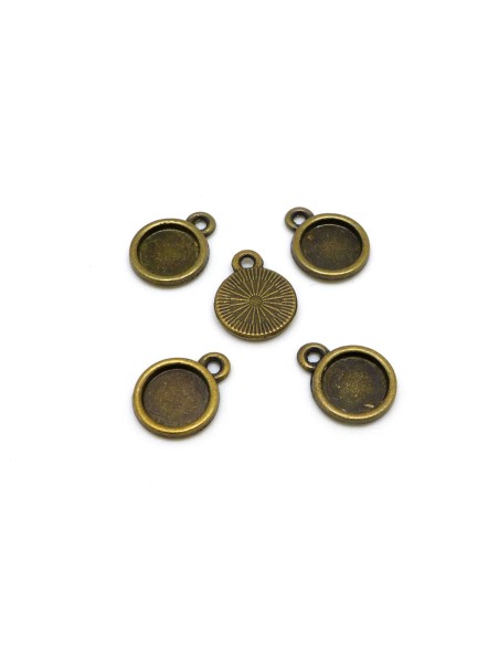Breloque Support pour cabochon de 8mm en métal de couleur bronze