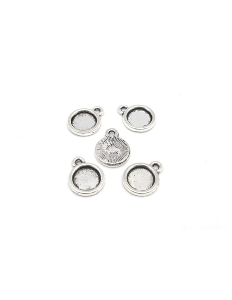 Support cabochon rond pour cabochon de 8mm en métal argenté