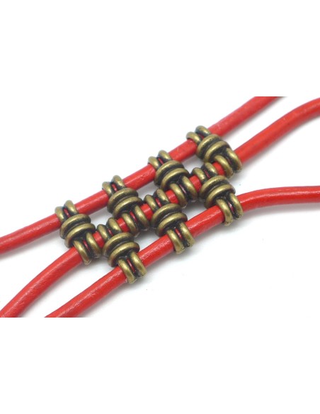 Lot de 10 Perles connecteur 2 trous en métal de couleur bronze 13mm x 6mm pour cordon de 3mm