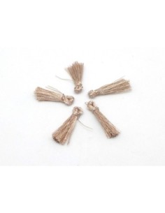 mini Pompons 1,5cm de couleur marron clair rosé brillant en lurex