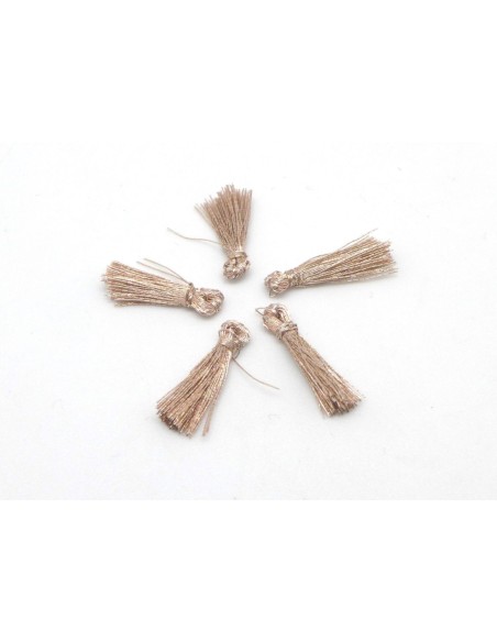 mini Pompons 1,5cm de couleur marron clair rosé brillant en lurex