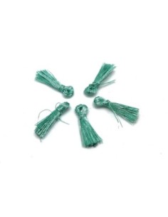 5 mini Pompons 1,5cm de couleur vert brillant en lurex