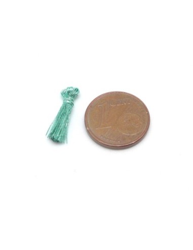 5 mini Pompons 1,5cm de couleur vert brillant en lurex