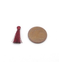5 mini Pompons 1,5cm de couleur rouge marsala brillant en lurex 2
