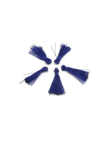 5 mini Pompons 1,5cm de couleur bleu nuit brillant en lurex