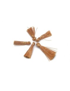 5 mini Pompons 1,5cm de couleur cuivre brillant en lurex