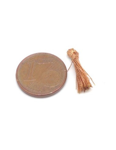 5 mini Pompons 1,5cm de couleur cuivre brillant en lurex