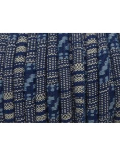 50cm Cordon ethnique en coton tissé 6mm de couleur bleu jeans et blanc 2