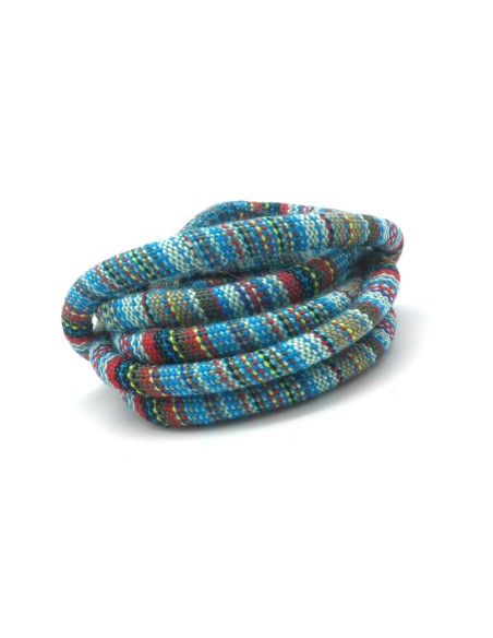 50cm Cordon ethnique en coton tissé 6mm multicolore bleu turquoise, rouge noir jaune blanc
