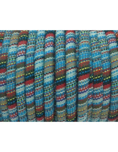 50cm Cordon ethnique en coton tissé 6mm multicolore bleu turquoise, rouge noir jaune blanc