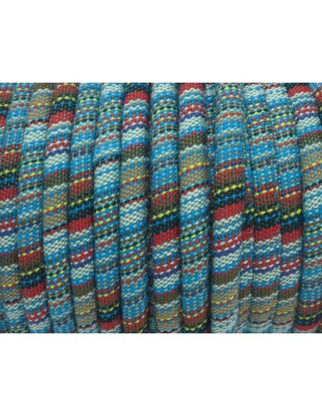 50cm Cordon ethnique en coton tissé 6mm multicolore bleu turquoise, rouge noir jaune blanc