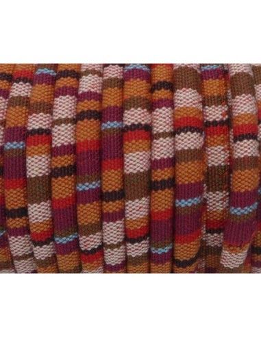 50cm Cordon ethnique en coton tissé 6mm multicolore bleu turquoise, rouge noir jaune blanc