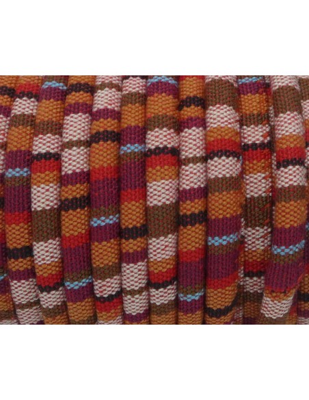 50cm Cordon ethnique en coton tissé 6mm multicolore bleu turquoise, rouge noir jaune blanc