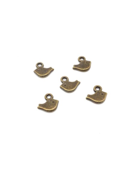 mini Breloque petit oiseau en métal de couleur bronze 8mm