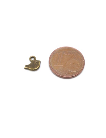 20 mini Breloques petit oiseau en métal de couleur bronze 8mm