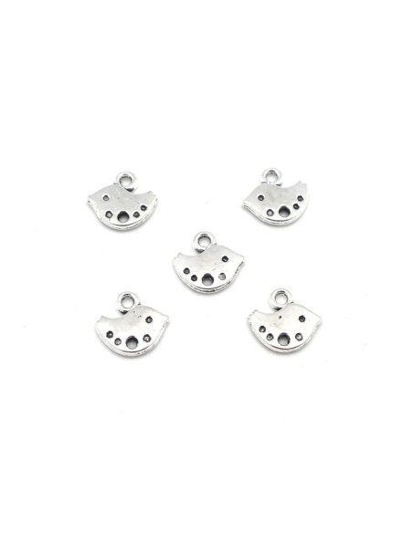 10 mini Breloques connecteur petit oiseau canard en métal argenté 9,6mm