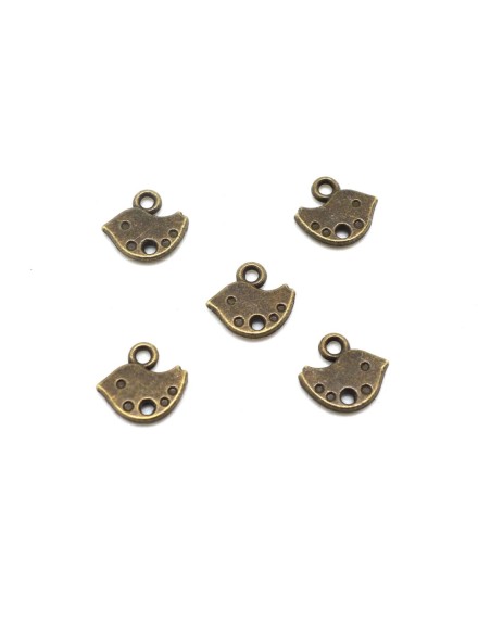 10 mini Breloques connecteur petit oiseau canard en métal de couleur bronze 9,6mm
