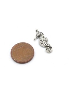 10 Breloques poisson hippocampe en métal argenté 22mm 2