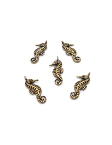 Pendentif hippocampe en métal de couleur bronze 22mm