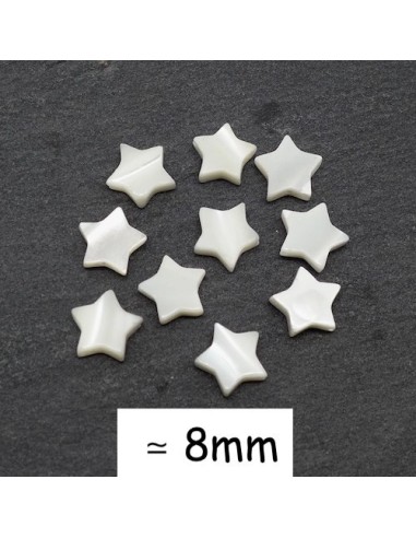 Perles étoile nacre 8mm de couleur ivoire nacré