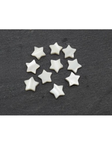Perles étoile nacre 8mm de couleur ivoire nacré