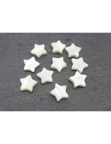 Perles étoile en nacre 8mm de couleur ivoire nacré