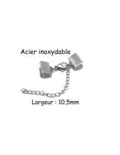 Fermoir mousqueton avec embout griffe 10,5mm serre ruban en acier inoxydable
