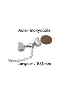 Fermoir mousqueton avec embout griffe 10,5mm serre ruban en acier inoxydable 2