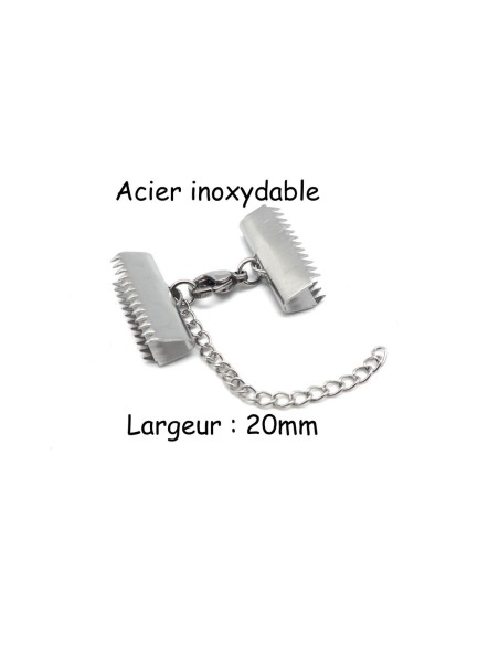 Fermoir mousqueton avec embout griffe 20mm serre ruban en acier inoxydable Fermoir mousqueton avec embout griffe 20mm serre ruban en acier inoxydable
