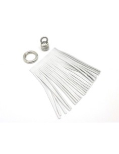 KIT bijoux de sac porte clé pompon simili cuir frange 10cm de couleur gris argenté et métal argenté 2