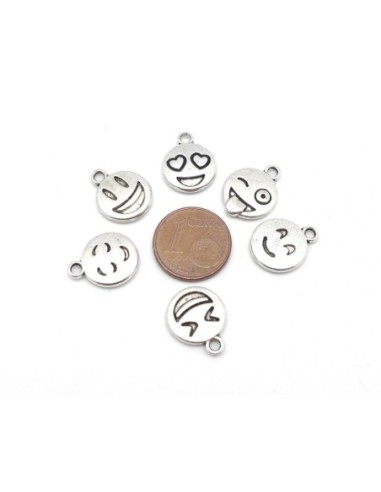 Pendentif smiley argenté pas cher