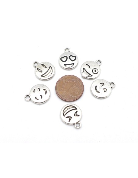 Pendentif smiley argenté pas cher