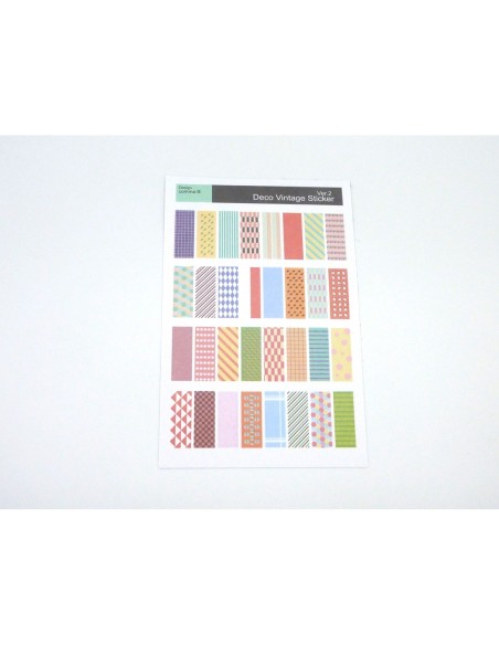 3 planches d'étiquettes adhésives, stickers embellissement scrapbooking motif fleurs, carreaux, rayures, pois....