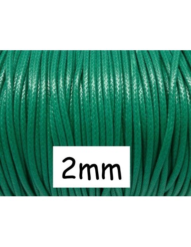 Cordon polyester enduit 2mm souple imitation cuir vert herbe coton ciré