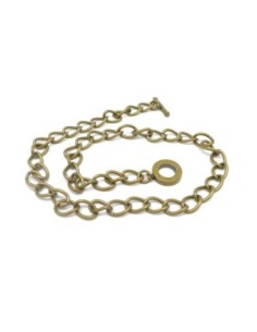 Tour de cou chaînette grosse maille fermoir T toggle 42cm métal bronze