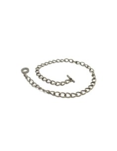 Tour de cou chaînette grosse maille fermoir T toggle 42cm métal bronze pâle