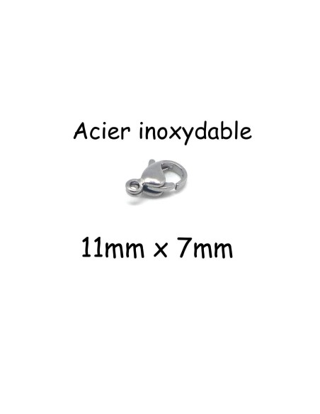 Mousqueton Argente en acier inox 11mm