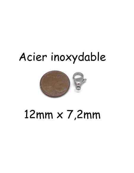 Fermoirs mousqueton en acier inoxydable pas cher 12mm x 7,2mm