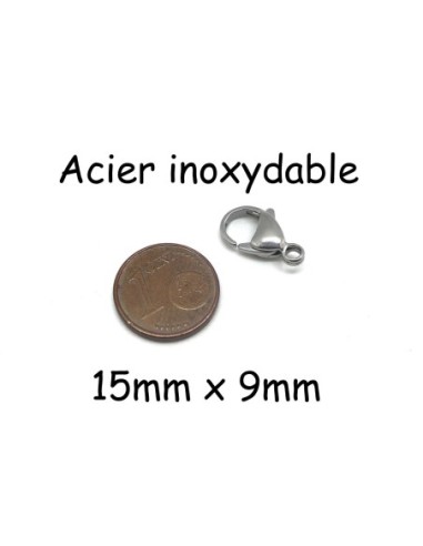 Mousqueton fermoir en acier inoxydable 15mm x 9mm